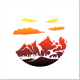 Sunset Mountain Range Posters and Art